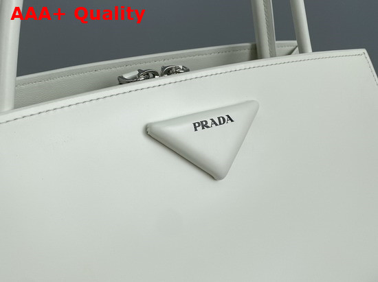 Prada Brushed Leather Handbag in White 1BA327 Replica