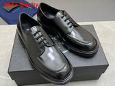 Prada Brushed Leather Lace Up Shoes in Black for Men Replica