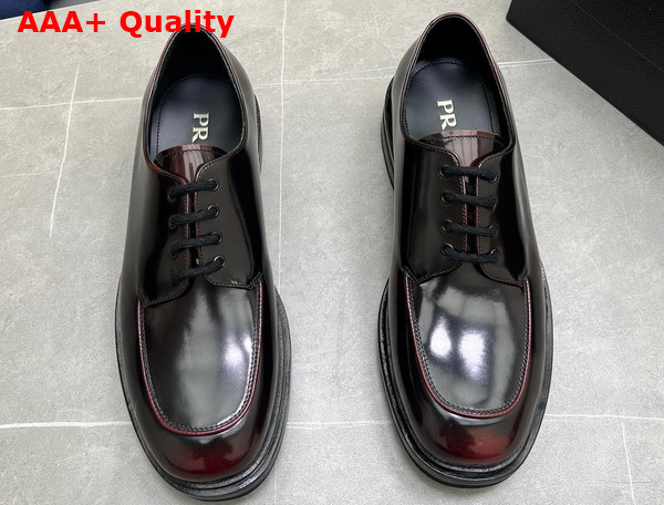 Prada Brushed Leather Lace Up Shoes in Brown for Men Replica