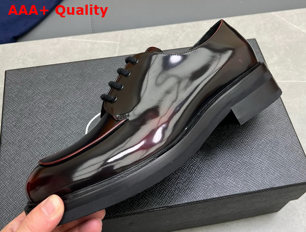 Prada Brushed Leather Lace Up Shoes in Brown for Men Replica