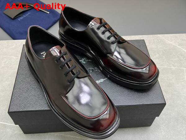 Prada Brushed Leather Lace Up Shoes in Brown for Men Replica