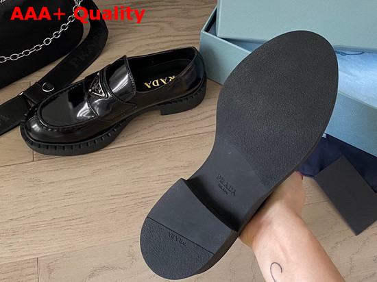 Prada Brushed Leather Loafers Black Calf Leather Replica