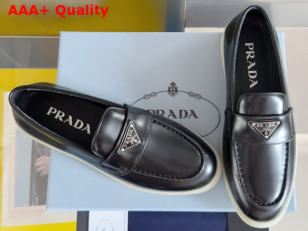 Prada Brushed Leather Loafers in Black 1D222N Replica