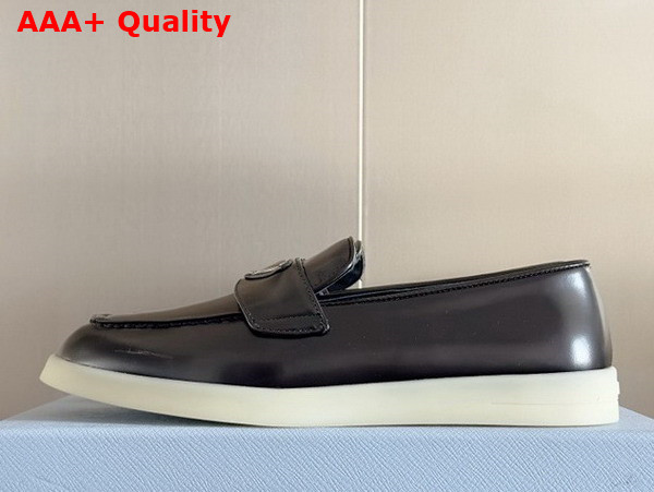 Prada Brushed Leather Loafers in Black 1D222N Replica