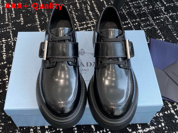 Prada Brushed Leather Loafers in Black 1D707N Replica