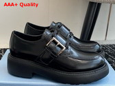 Prada Brushed Leather Loafers in Black 1D707N Replica