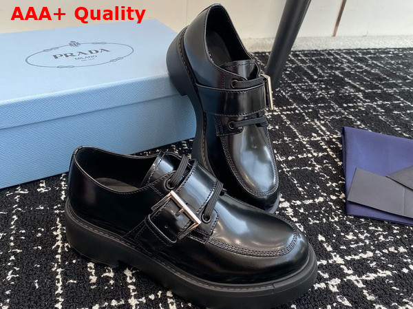 Prada Brushed Leather Loafers in Black 1D707N Replica