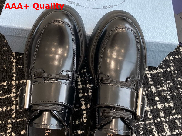 Prada Brushed Leather Loafers in Black 1D707N Replica