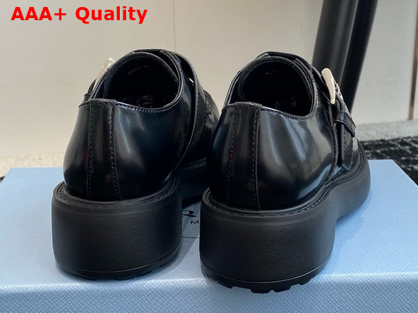 Prada Brushed Leather Loafers in Black 1D707N Replica