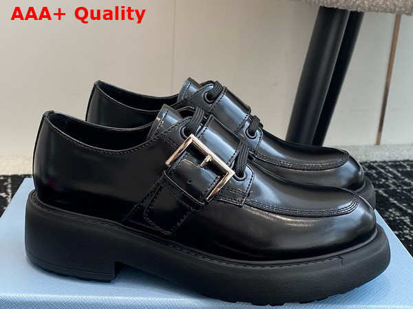 Prada Brushed Leather Loafers in Black 1D707N Replica