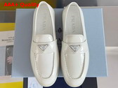 Prada Brushed Leather Loafers in White 1D222N Replica