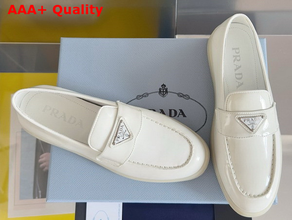 Prada Brushed Leather Loafers in White 1D222N Replica