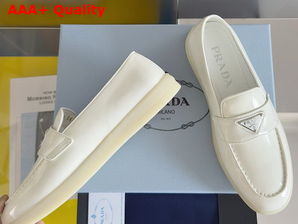 Prada Brushed Leather Loafers in White 1D222N Replica