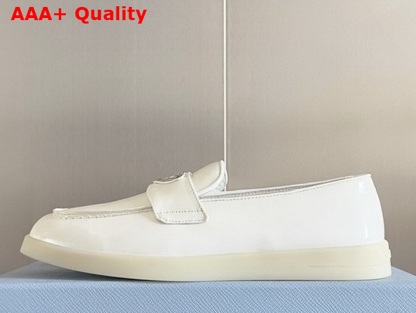 Prada Brushed Leather Loafers in White 1D222N Replica