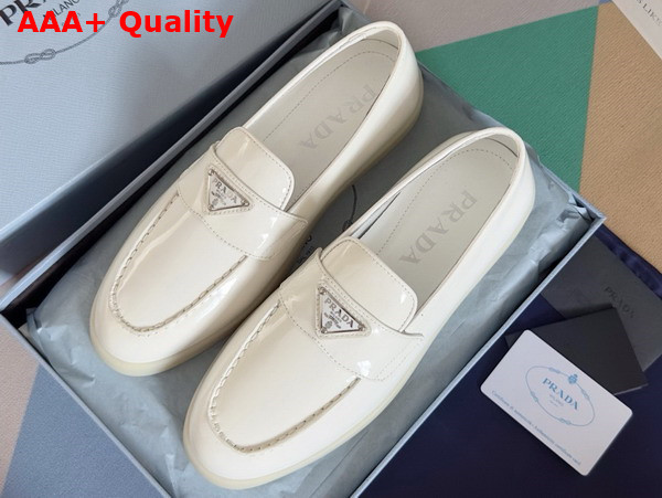 Prada Brushed Leather Loafers in White 1D222N Replica