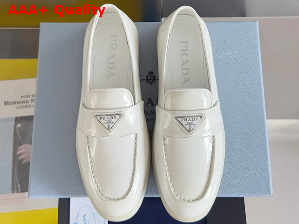 Prada Brushed Leather Loafers in White 1D222N Replica