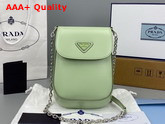 Prada Brushed Leather Mini Bag in Aqua 1BH185 Replica