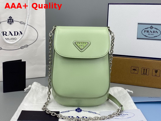 Prada Brushed Leather Mini Bag in Aqua 1BH185 Replica