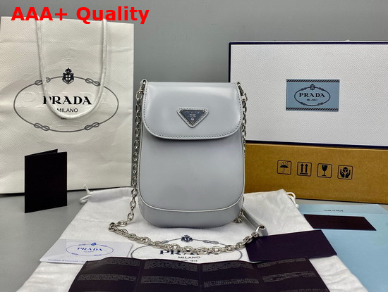 Prada Brushed Leather Mini Bag in Cornflower Blue 1BH185 Replica