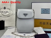 Prada Brushed Leather Mini Bag in Cornflower Blue 1BH185 Replica