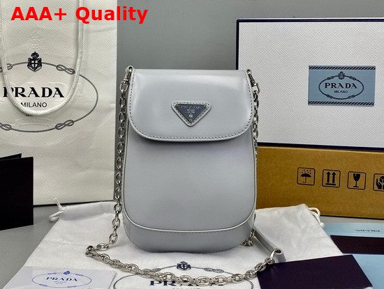 Prada Brushed Leather Mini Bag in Cornflower Blue 1BH185 Replica