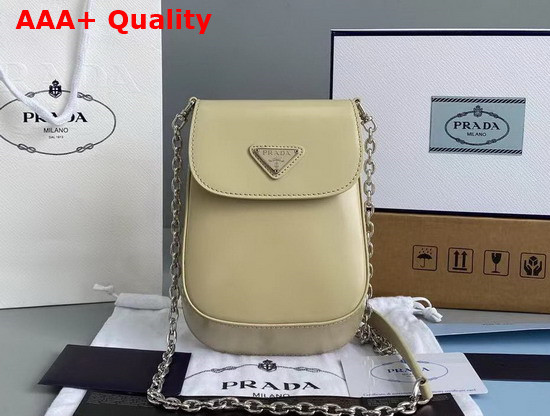 Prada Brushed Leather Mini Bag in Desert Beige 1BH185 Replica