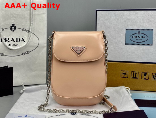 Prada Brushed Leather Mini Bag in Nude 1BH185 Replica