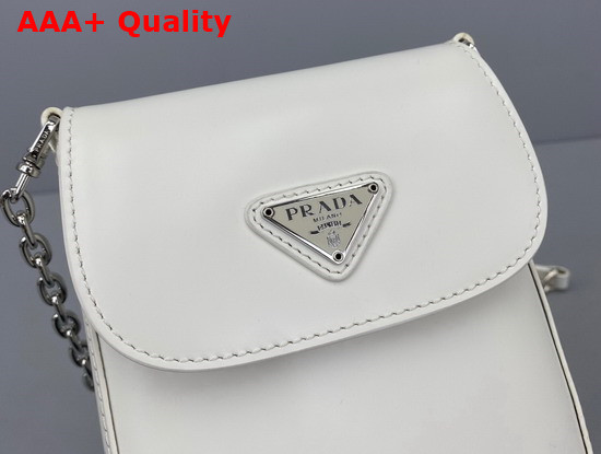 Prada Brushed Leather Mini Bag in White 1BH185 Replica