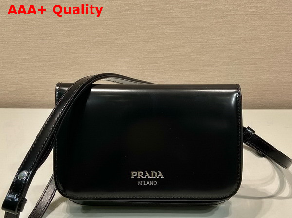 Prada Brushed Leather Mini Bag with Shoulder Strap in Black 2VD061 Replica