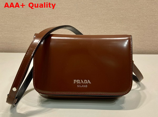 Prada Brushed Leather Mini Bag with Shoulder Strap in Cognac 2VD061 Replica