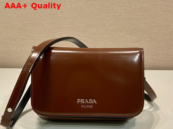 Prada Brushed Leather Mini Bag with Shoulder Strap in Cognac 2VD061 Replica