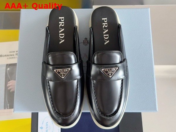 Prada Brushed Leather Mules in Black 1D270N Replica