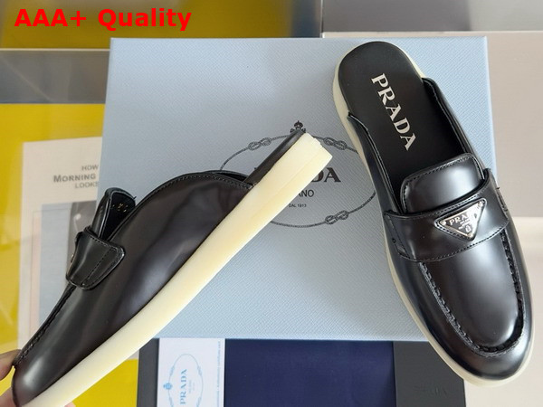 Prada Brushed Leather Mules in Black 1D270N Replica