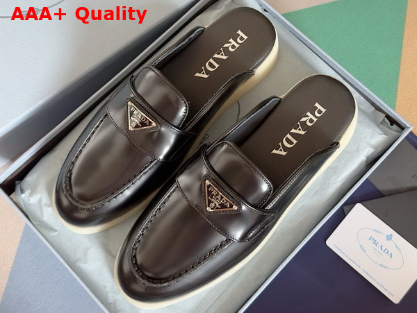 Prada Brushed Leather Mules in Black 1D270N Replica