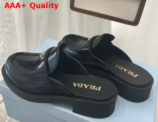 Prada Brushed Leather Mules in Black 1D652M Replica