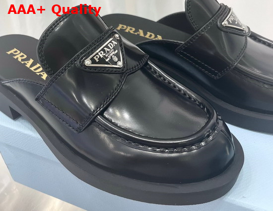 Prada Brushed Leather Mules in Black 1D652M Replica