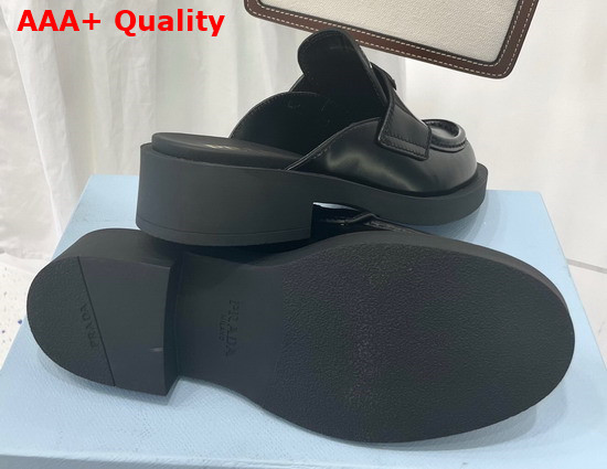 Prada Brushed Leather Mules in Black 1D652M Replica