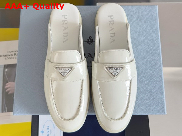 Prada Brushed Leather Mules in White 1D270N Replica