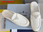 Prada Brushed Leather Mules in White 1D270N Replica