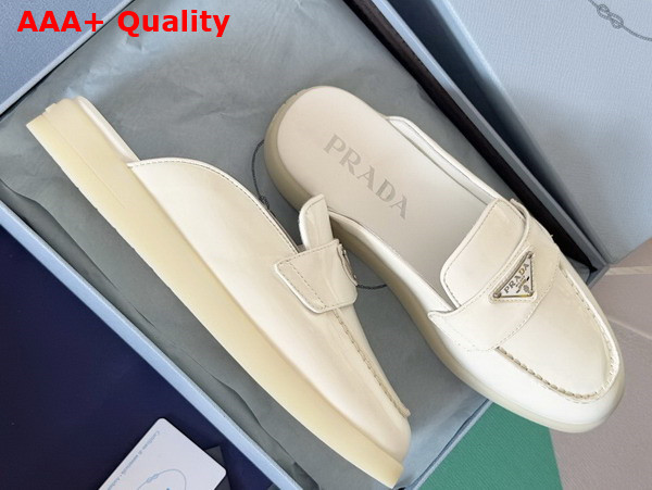 Prada Brushed Leather Mules in White 1D270N Replica