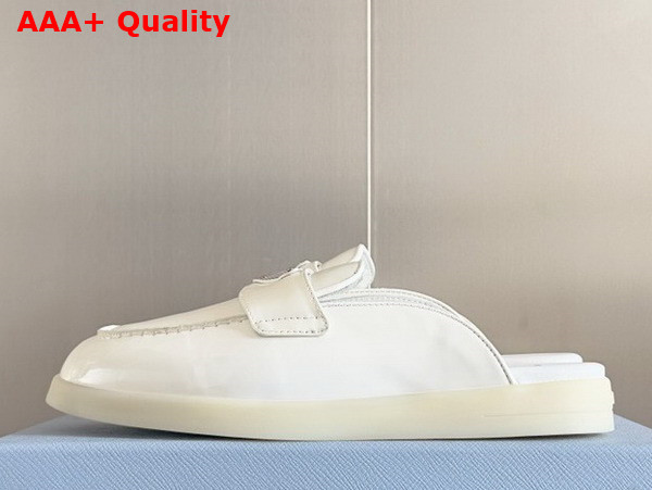 Prada Brushed Leather Mules in White 1D270N Replica