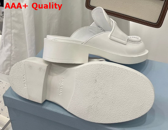 Prada Brushed Leather Mules in White 1D652M Replica