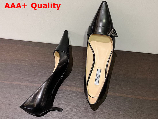 Prada Brushed Leather Pump in Black Replica