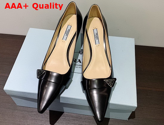 Prada Brushed Leather Pump in Black Replica