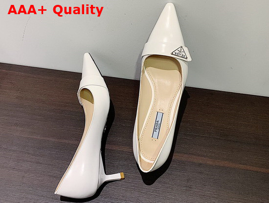 Prada Brushed Leather Pump in White Replica