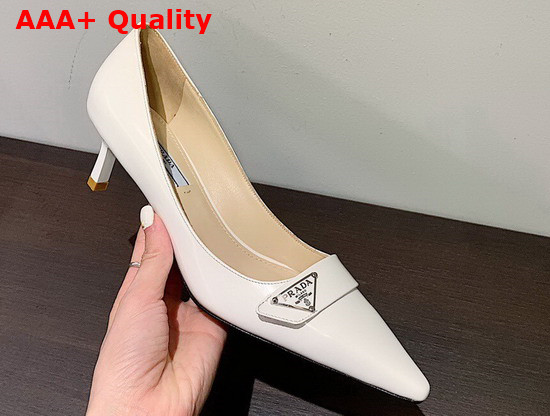 Prada Brushed Leather Pump in White Replica