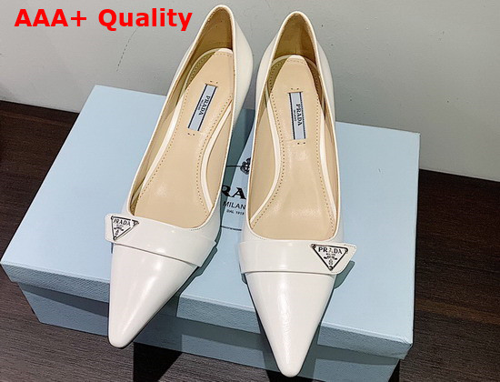 Prada Brushed Leather Pump in White Replica