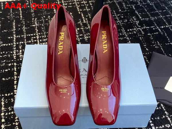 Prada Brushed Leather Pumps in Cherry Red 1I837N Replica