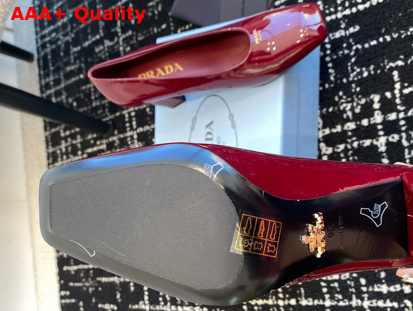 Prada Brushed Leather Pumps in Cherry Red 1I837N Replica