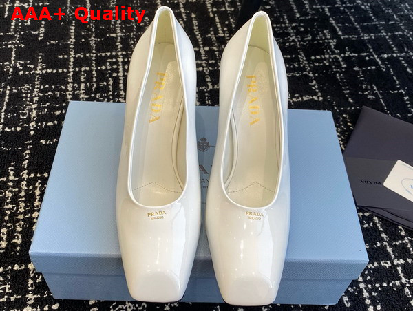 Prada Brushed Leather Pumps in Ivory 1I837N Replica